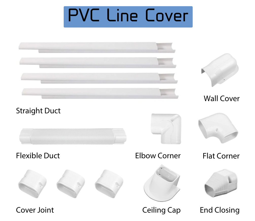 PVC Decorative Line Cover Kit Set For Mini-split. COVER-FV-ACPVCLC-02 ...